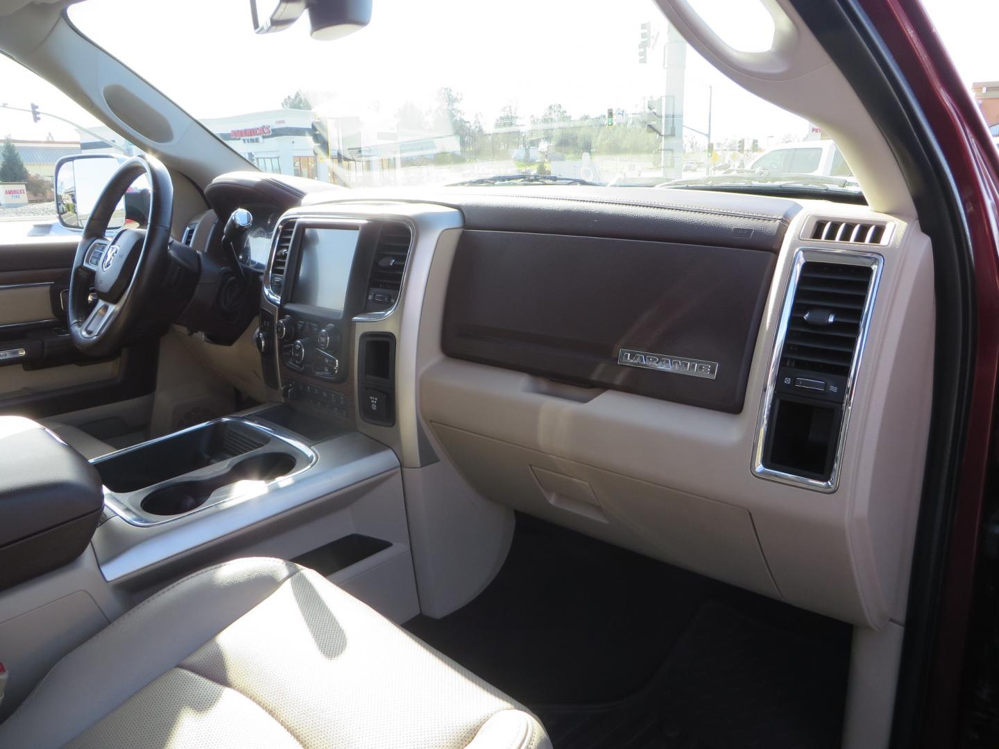 2017 MAROON /TAN RAM 3500 Laramie Mega Cab 4WD (3C63R3ML6HG) with an 6.7L V8 OHV 16V DIESEL engine, automatic transmission, located at 2630 Grass Valley Highway, Auburn, CA, 95603, (530) 508-5100, 38.937893, -121.095482 - Photo#49